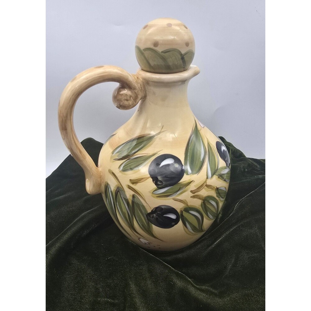 Provincial Olives Hand Painted Cruet w/ Stopper ~ Oil Server